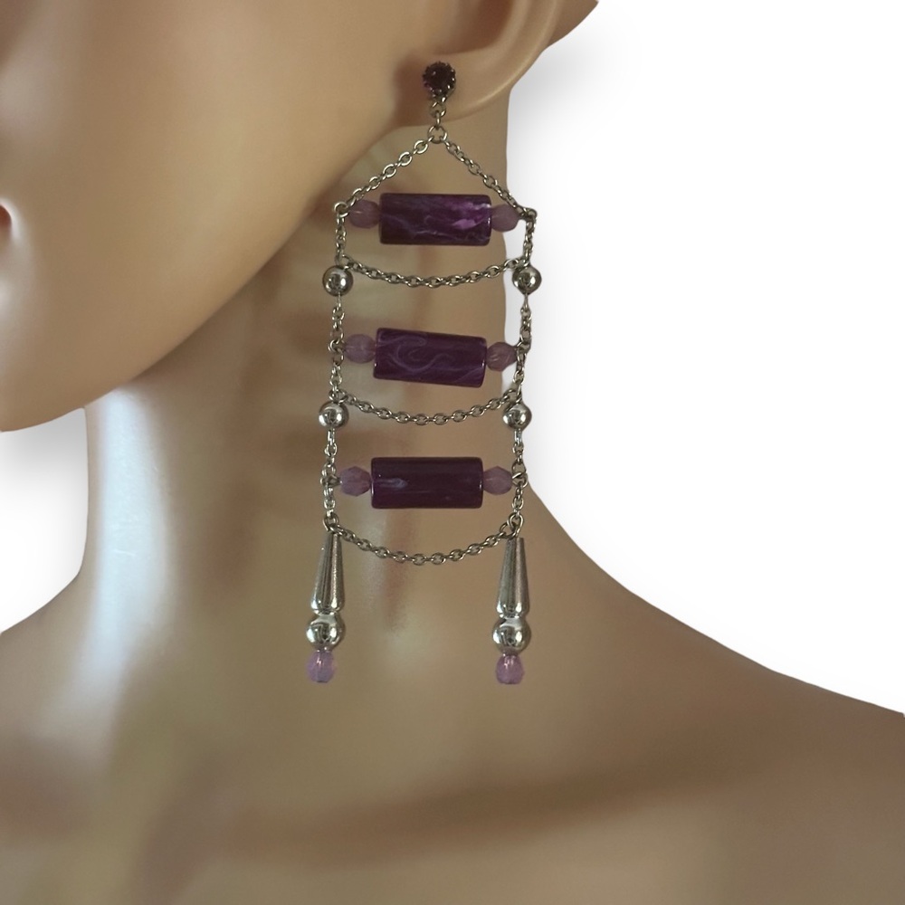 Tarina Tarantino Crystal Lizety Swarovski elements ladder dangle earrings - Picture 4 of 6